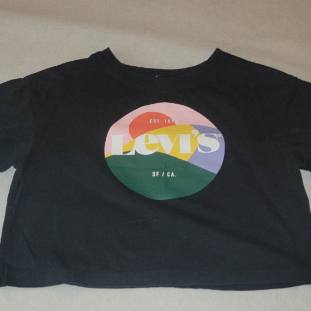 Levi's Black Crop Top with Multicolor Logo